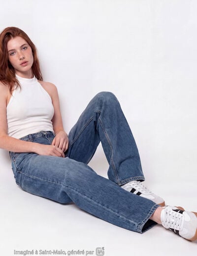 Jean Tom regular taille haute denim double stone