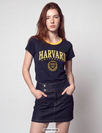 T-shirt ajust&eacute; manches courtes bleu marine