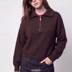 Pull col camionneur manches longues marron fonc&eacute;