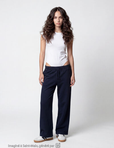 Jogging large en maille bleu marine