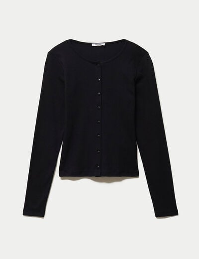 Gilet ajust&eacute; col rond manches longues noir