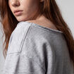 Sweat oversize cropped col bateau gris clair