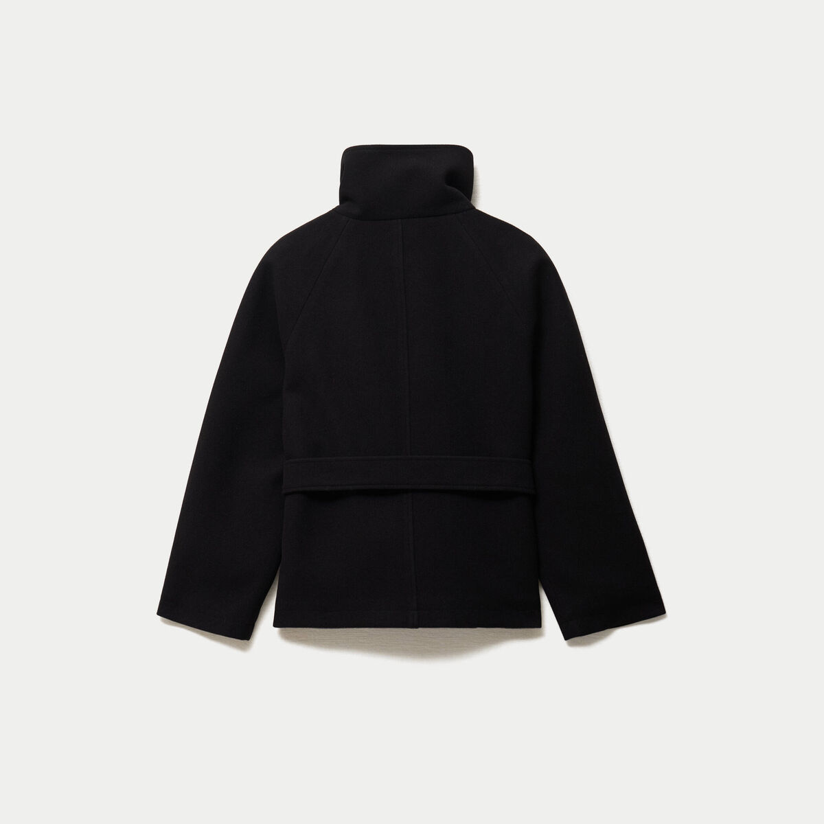 Manteau droit court col montant noir