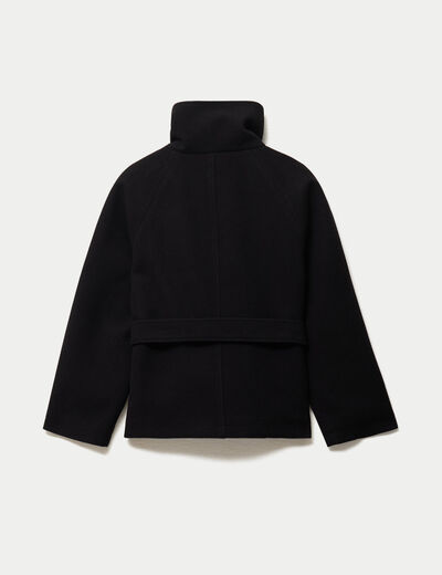 Manteau droit court col montant noir