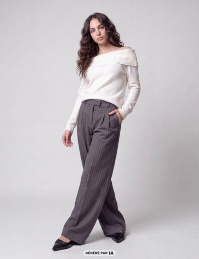 Pantalon coupe large taille standard gris anthracite