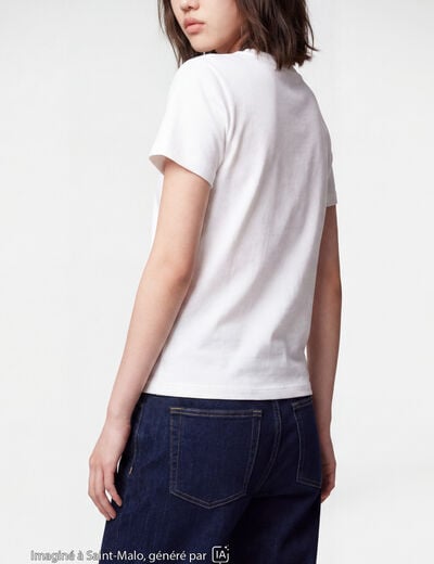T-shirt ajust&eacute; col rond manches courtes blanc