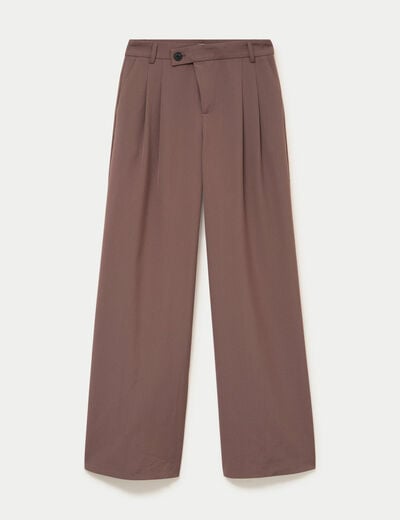 Pantalon coupe large taille standard taupe