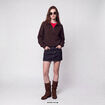 Pull col camionneur manches longues marron fonc&eacute;