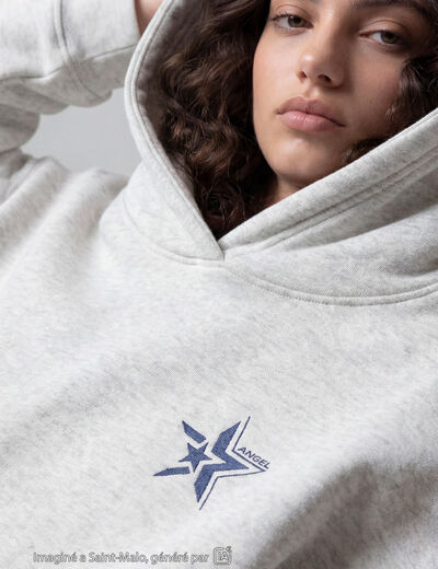Sweat &agrave; capuche manches longues blanc
