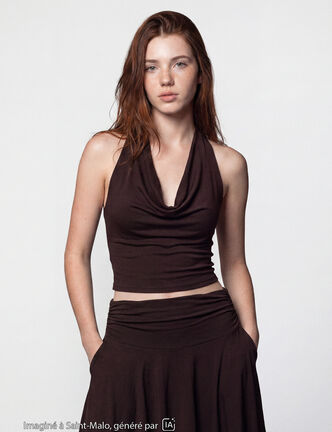 Top ajust&eacute; cropped d&eacute;collet&eacute; dos marron fonc&eacute;