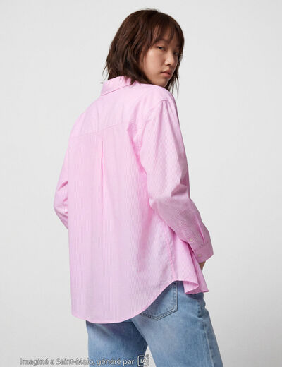 Chemise oversize longue 2-en-1 rose ado