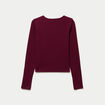 T-shirt ajust&eacute; col rond manches longues bordeaux