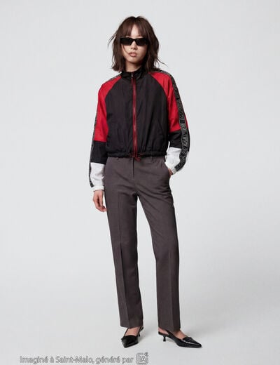 Blouson oversize cropped col biker noir