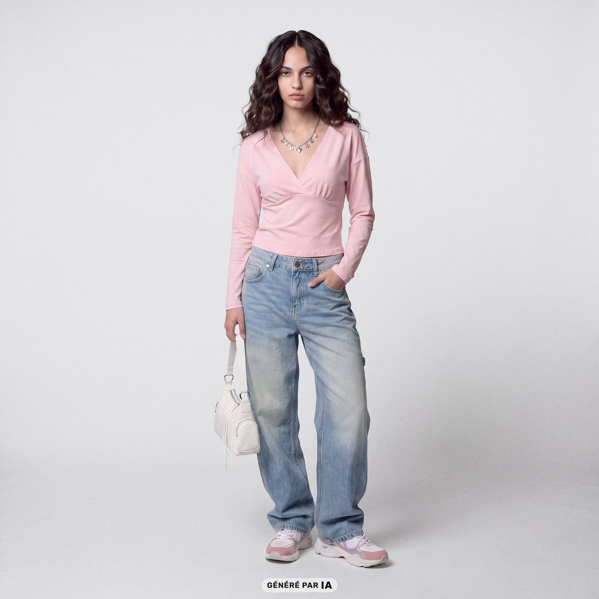 Top ajust&eacute; court manches longues rose