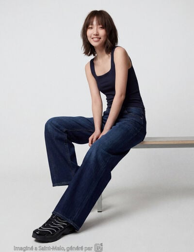 Jean loose taille basse denim brut ado