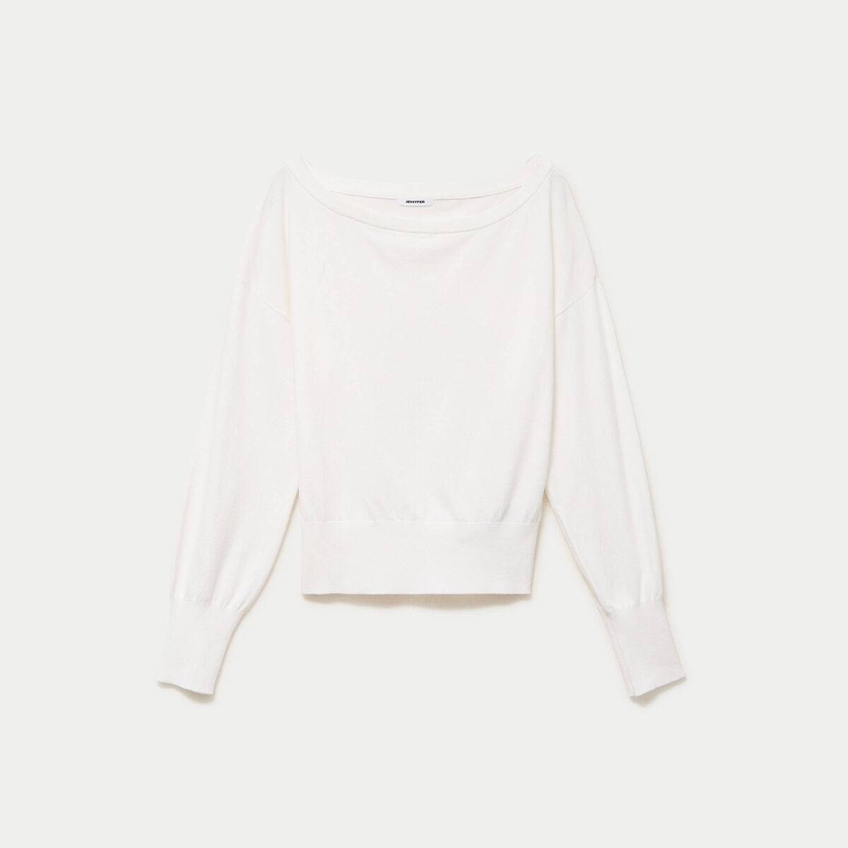 Pull oversize col bardot manches longues blanc