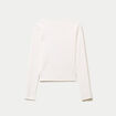 T-shirt ajust&eacute; col rond manches longues ecru