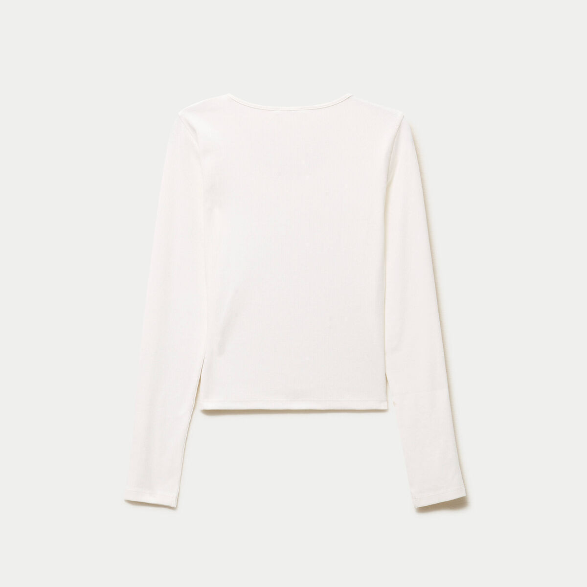 T-shirt ajust&eacute; col rond manches longues ecru