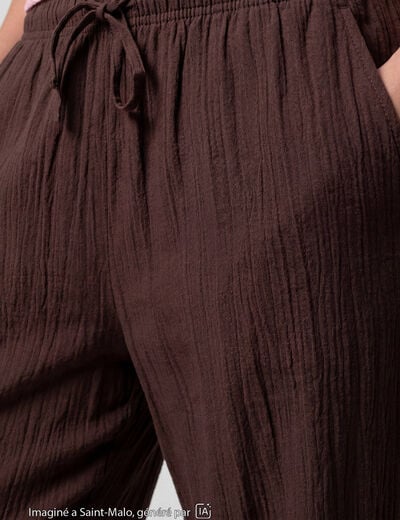 Pantalon large en cr&ecirc;pe taille standard marron fonc&eacute; ado