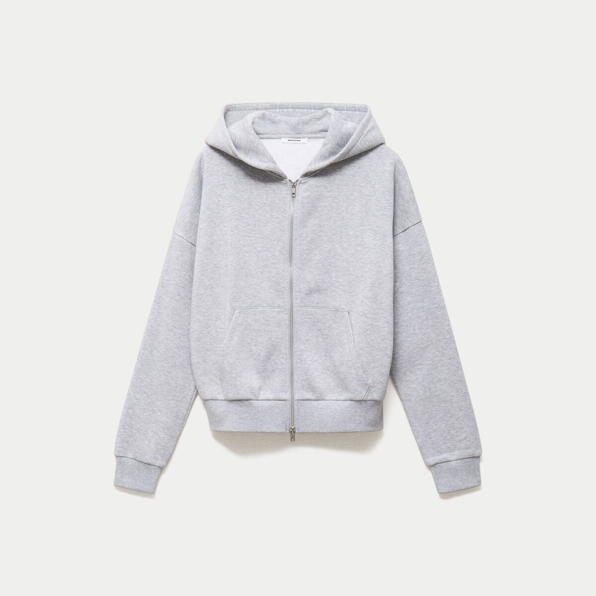 Sweat oversize court &agrave; capuche gris clair ado