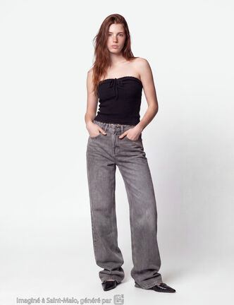 Jean Tom regular taille haute denim gris