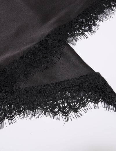 Foulard dentelle effet satin&eacute; noir