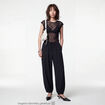 Pantalon large en cr&ecirc;pe taille standard noir ado