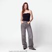 Jean regular taille haute denim gris ado