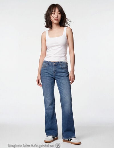 Jean bootcut taille basse denim double stone ado