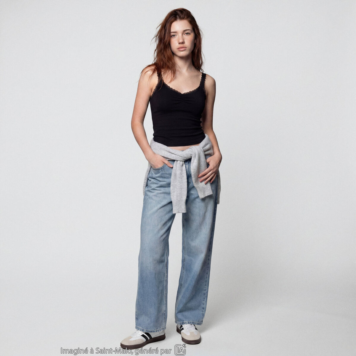 Jean Lenny wide leg standard denim triple stone