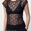 Top transparent sans manches dentelle noir