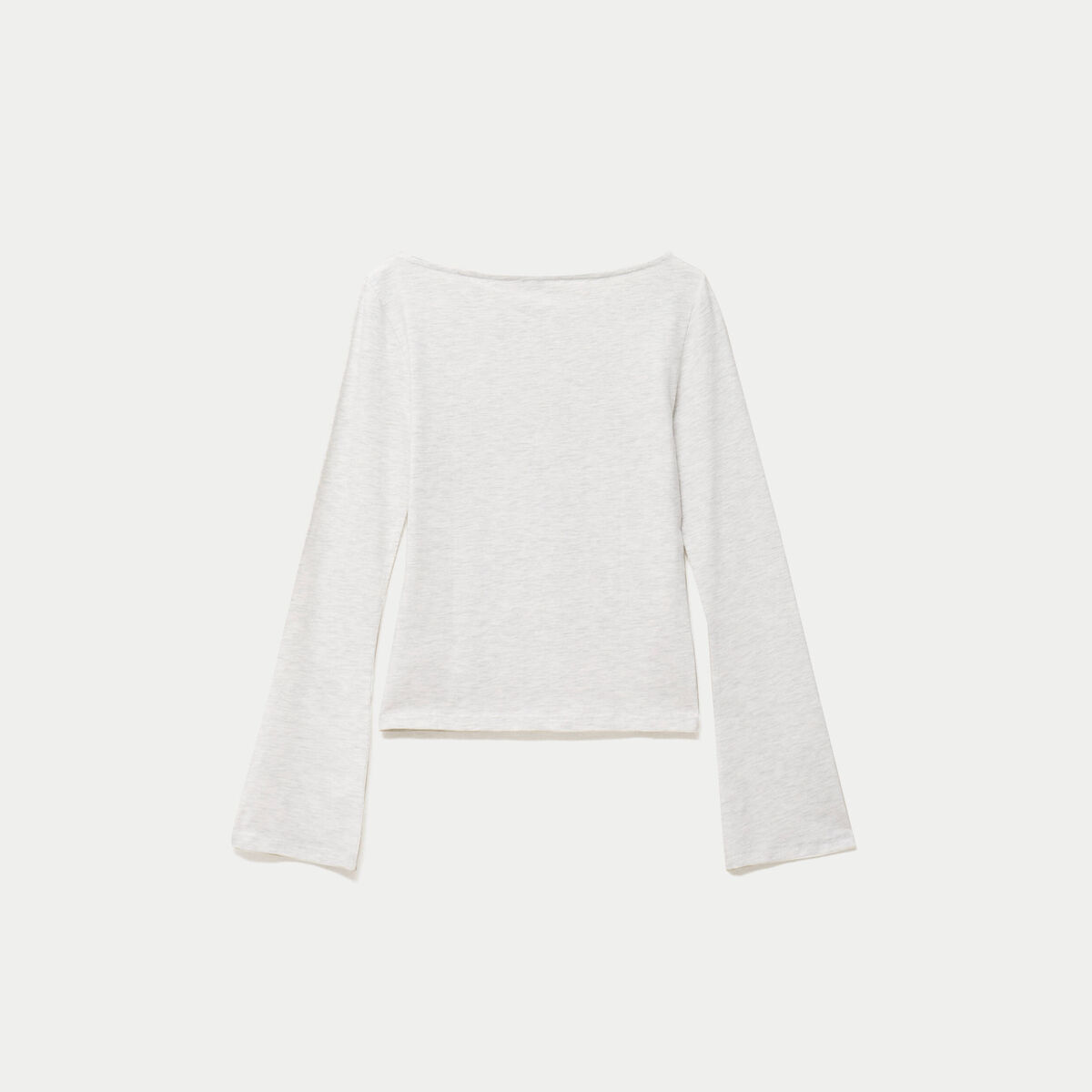 T-shirt cintr&eacute; col rond manches longues blanc