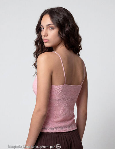 Top ajust&eacute; d&eacute;collet&eacute; sans manches rose
