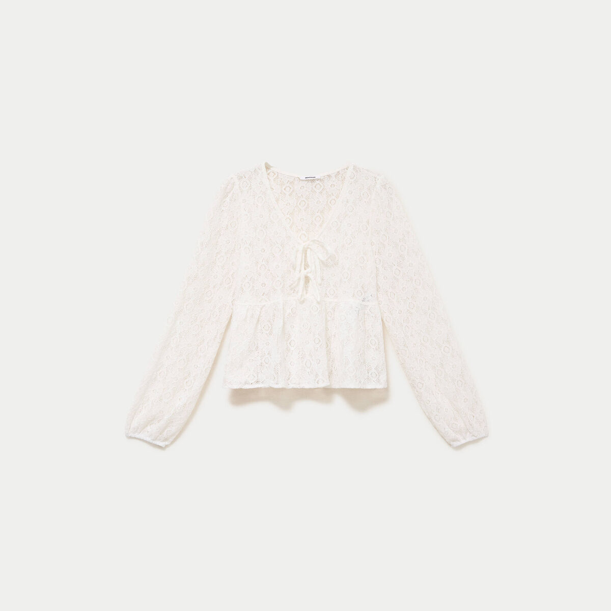 Chemise cintr&eacute;e dentelle col rond ecru ado