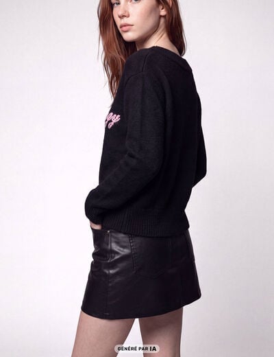Pull col rond manches longues gris