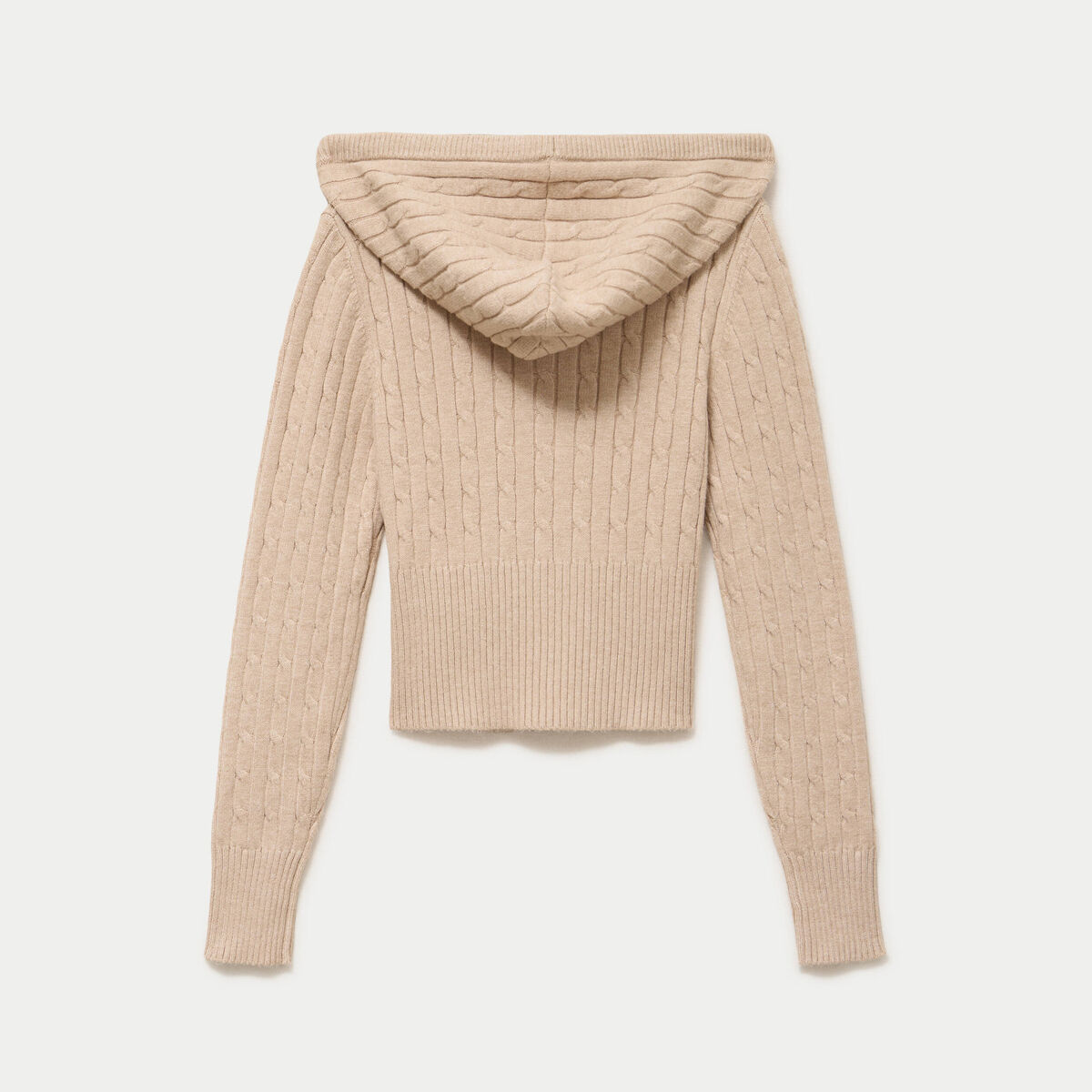 Gilet &agrave; capuche manches longues beige