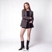 Veste col tailleur manches longues gris fonc&eacute;