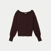 Pull oversize col bardot manches longues marron fonc&eacute;