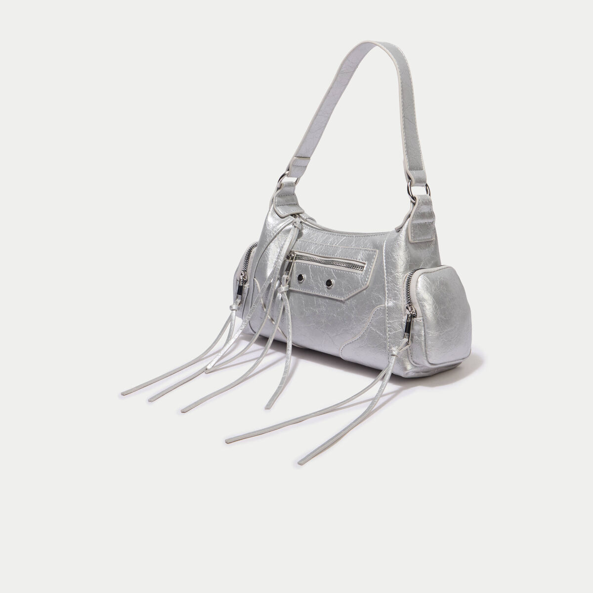 Sac &agrave; main gris argent