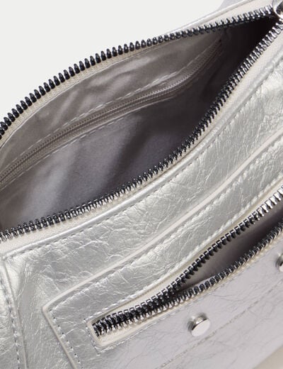 Sac &agrave; main gris argent