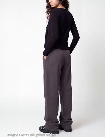 Gilet ajust&eacute; col rond manches longues noir