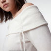 Top ajust&eacute; cropped manches longues ecru