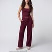 Jogging large en maille bordeaux