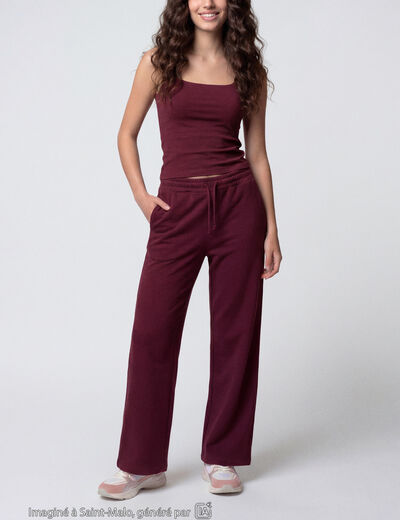 Jogging large en maille bordeaux
