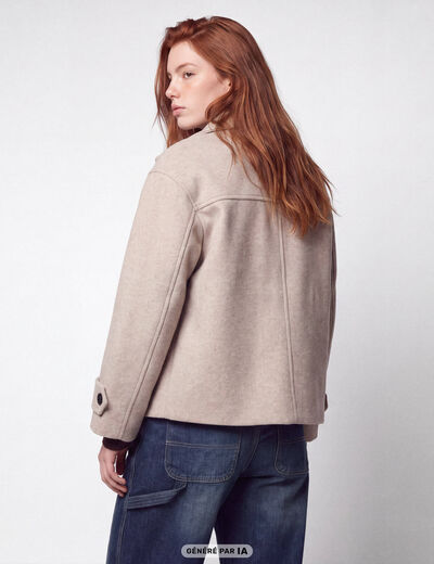 Caban oversize court col montant beige