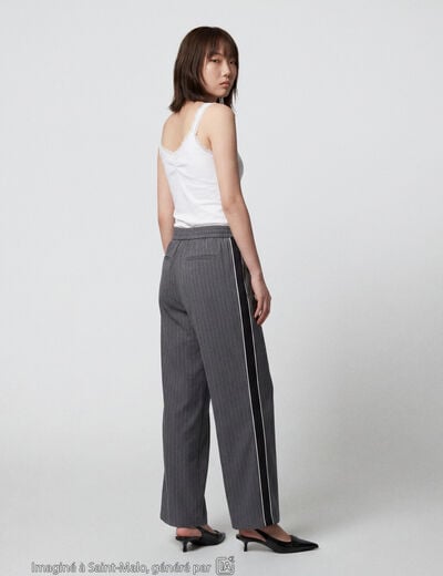 Pantalon bootcut fendu taille standard gris fonc&eacute;