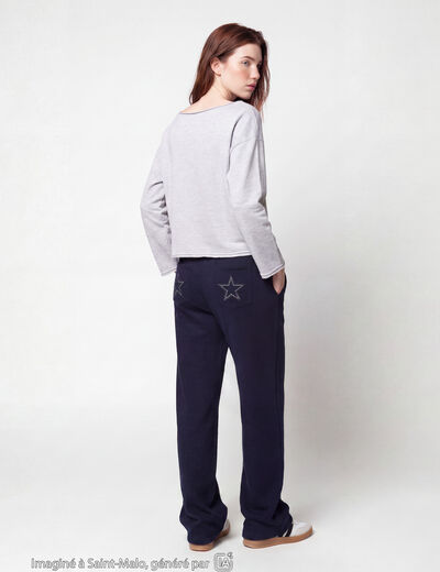 Sweat oversize cropped col bateau gris clair
