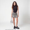 Jupe ajust&eacute;e courte en jean denim gris ado