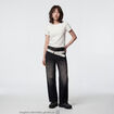 T-shirt ajust&eacute; col rond manches courtes blanc ado