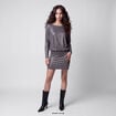 Robe courte ajust&eacute;e col b&eacute;nitier gris argent